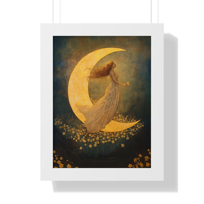 Framed Paper Print - Moonlit Dreamer with Daffodils