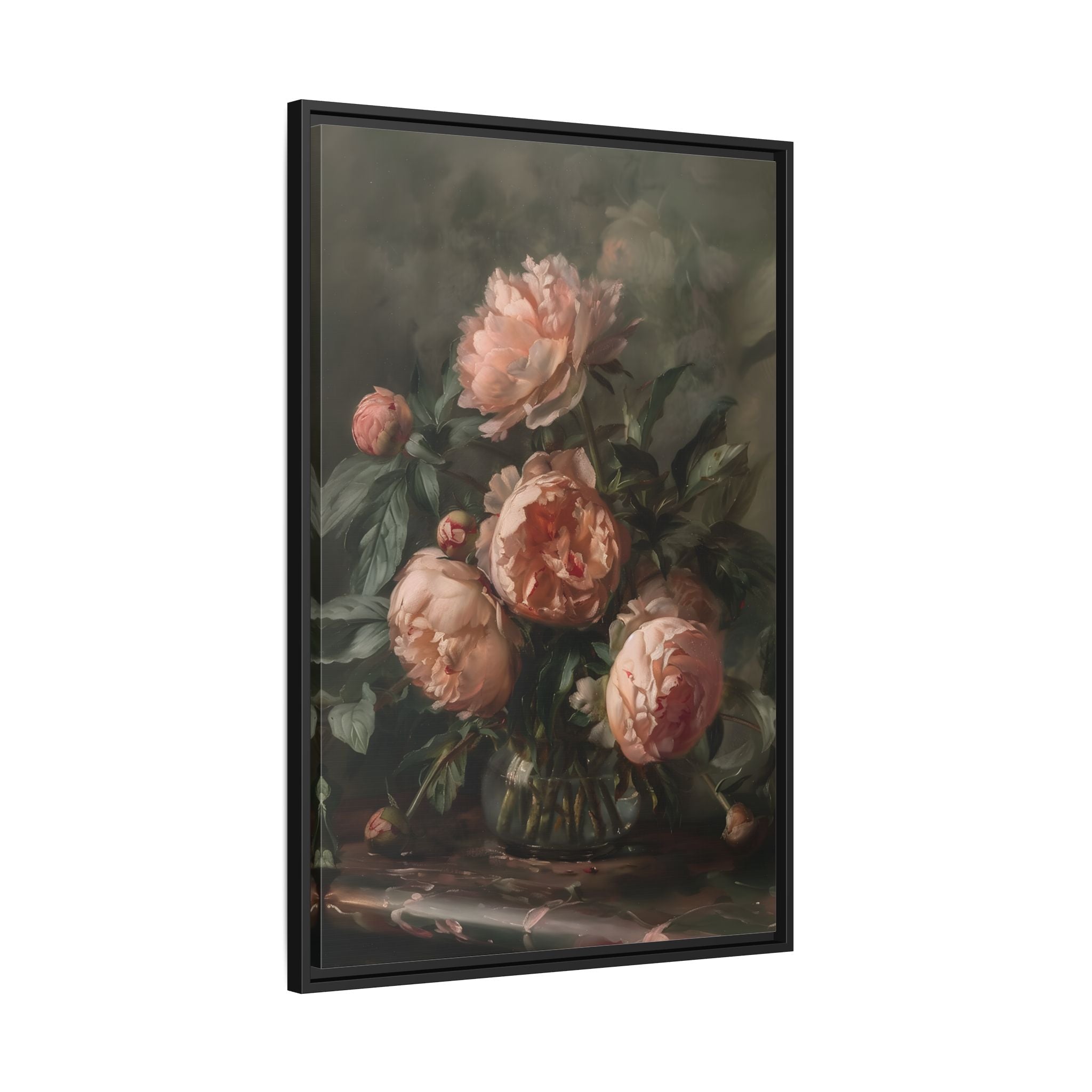 Framed Canvas - Vintage Blush Peony Bouquet