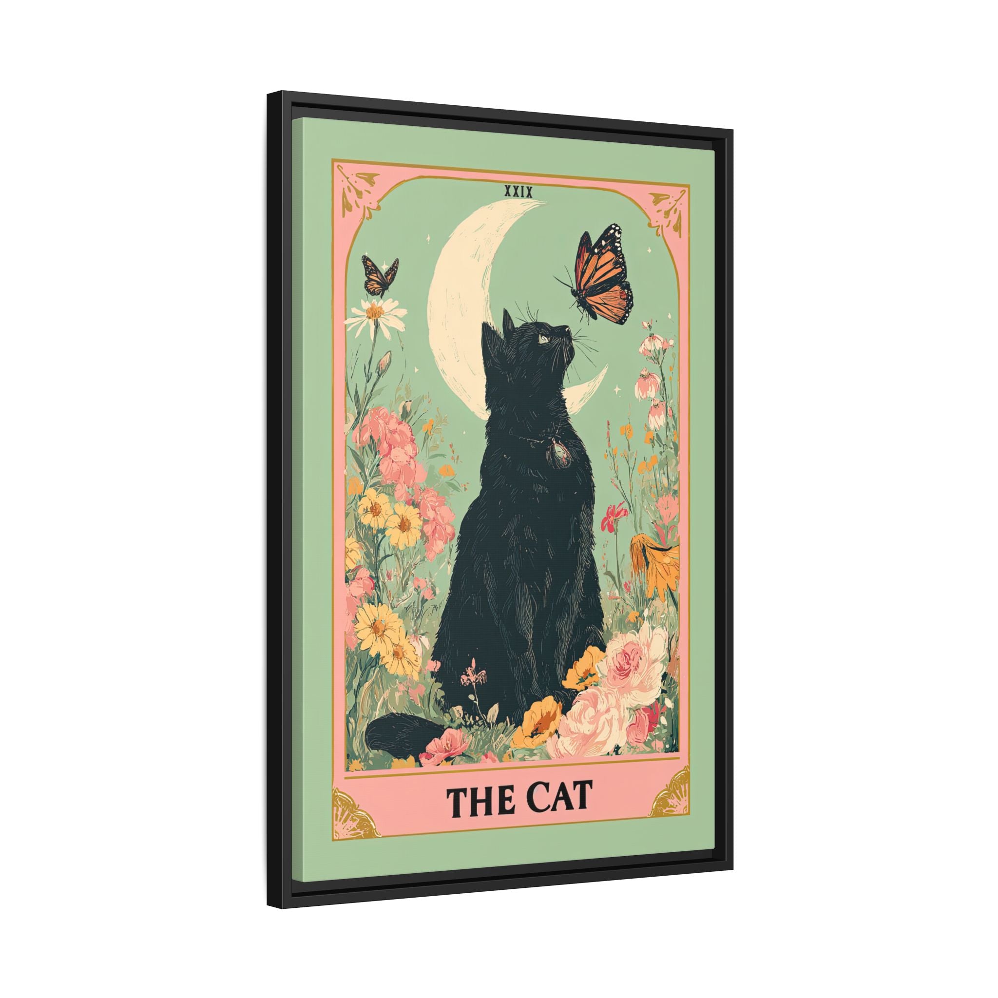 Framed Canvas - Moonlight Familiar Tarot Cat