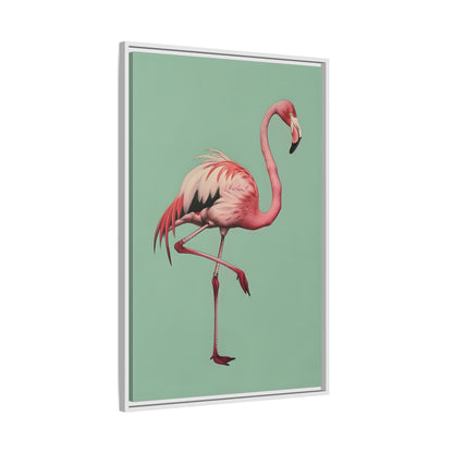 Framed Canvas - Pink Flamingo Tropical
