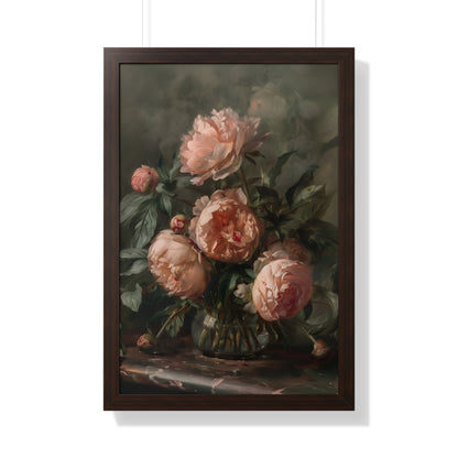 Framed Paper Print - Vintage Blush Peony Bouquet
