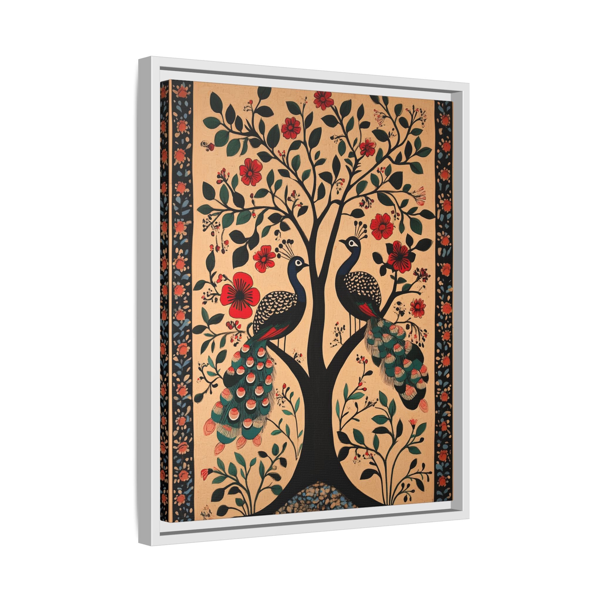 Framed Canvas - Lovers Under Blooming Canopy