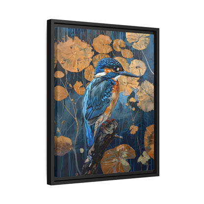 Framed Canvas - Golden Leaves Kingfisher