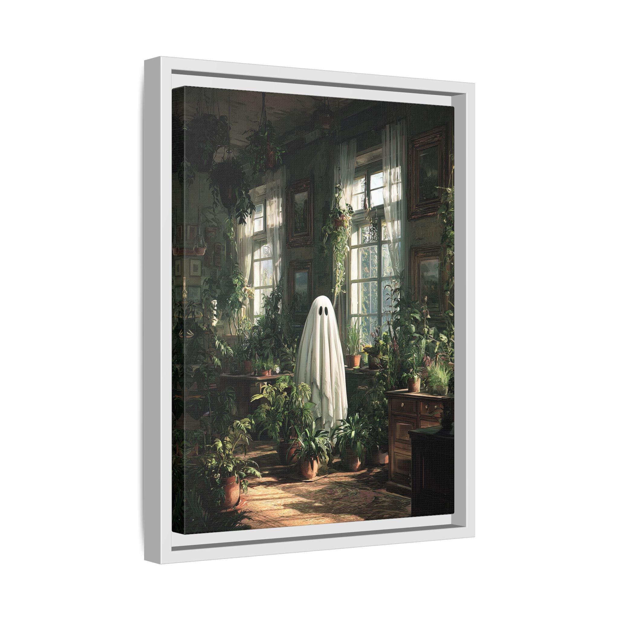 Framed Canvas - Ghost Among Houseplants