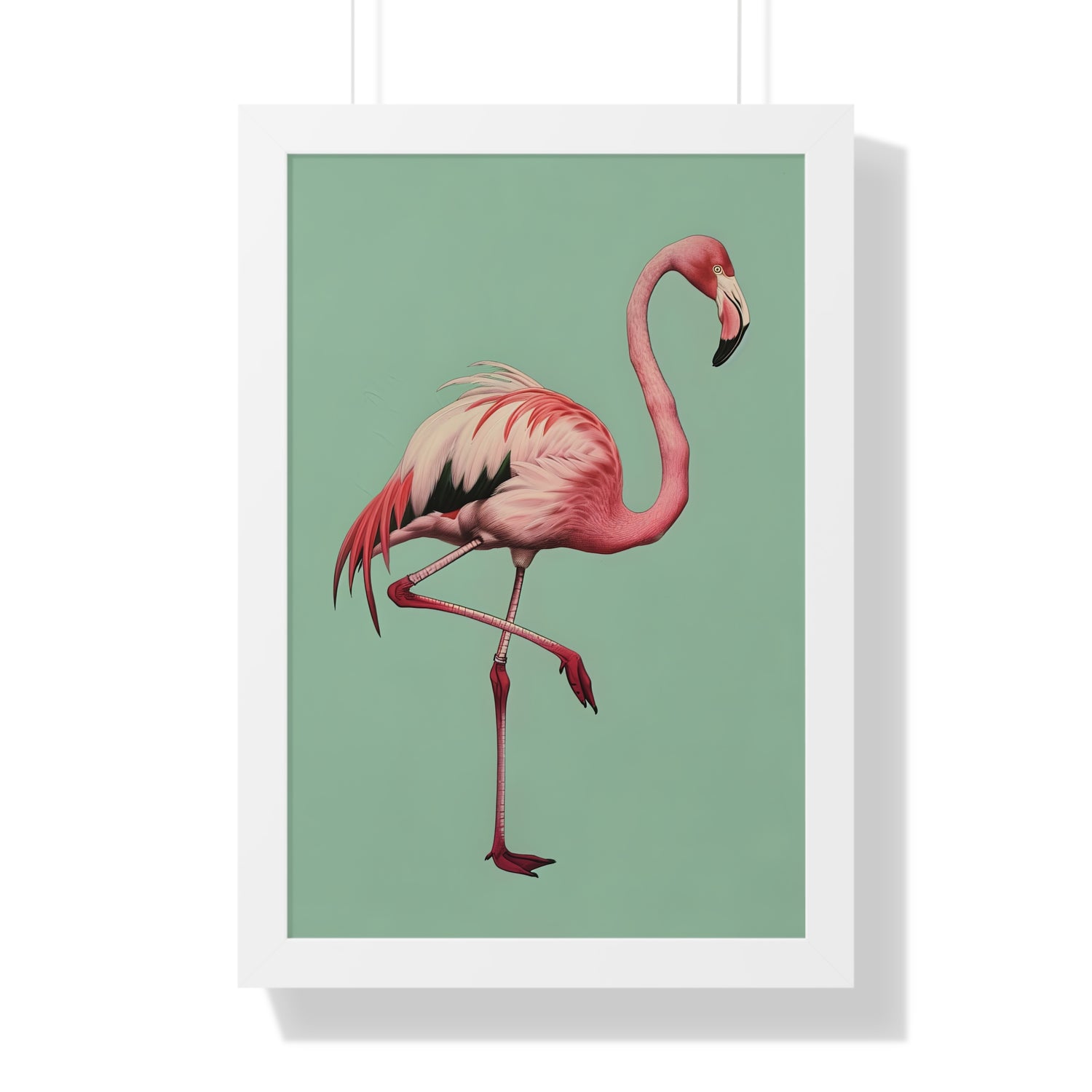 Framed Paper Print - Pink Flamingo Tropical
