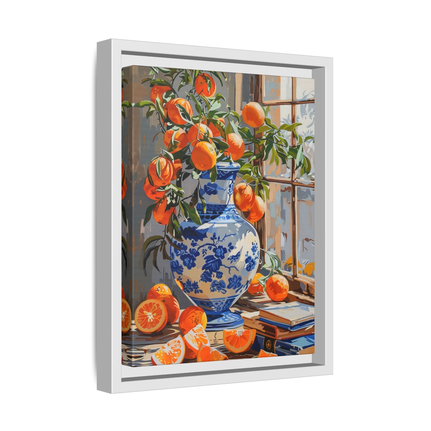 Framed Canvas - Sunlit Citrus &amp; Porcelain