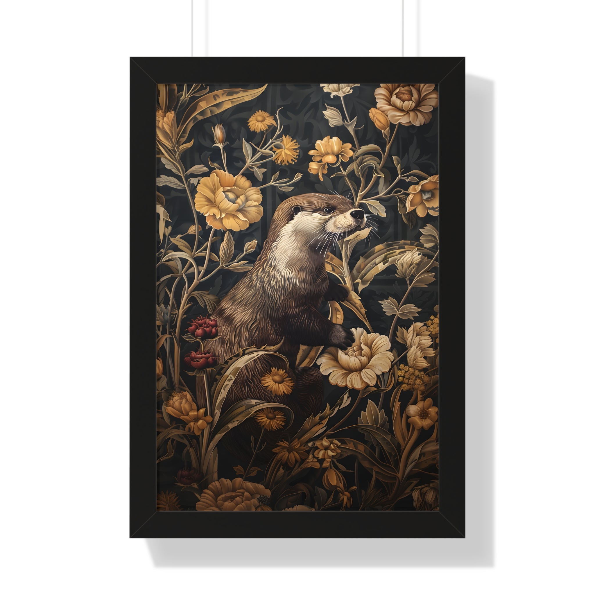 Framed Paper Print - Otter in Floral Paradise