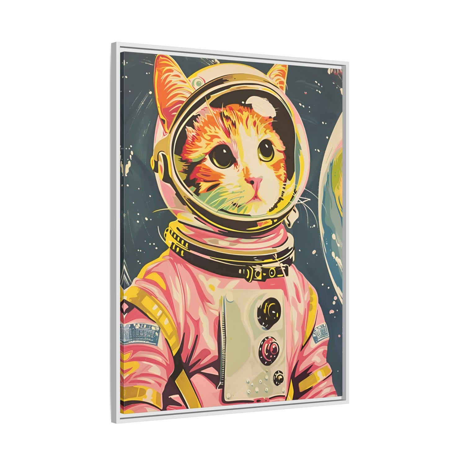 Framed Canvas - Catstronaut Pink Mission