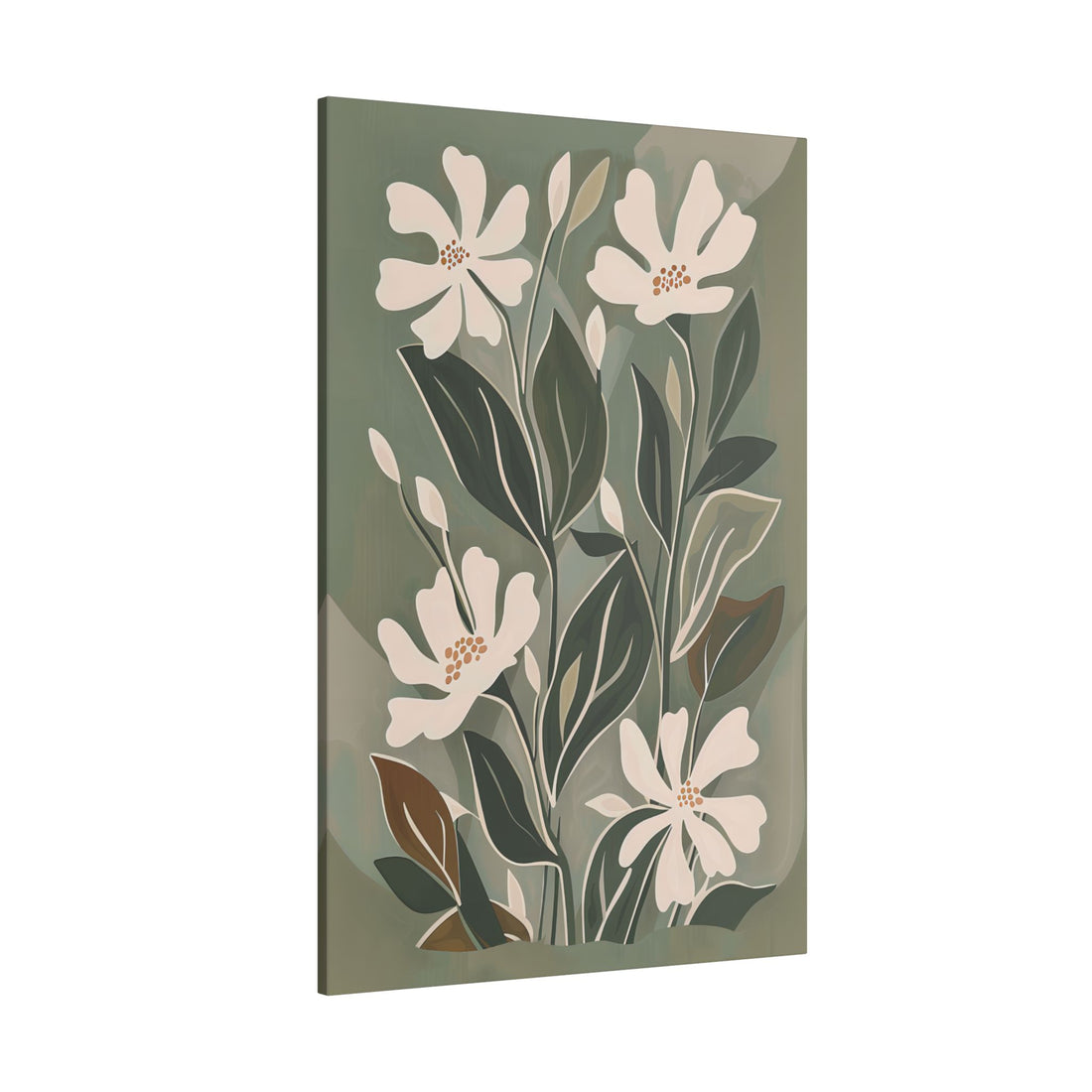 .75&quot; Matte Canvas - Cream Blooms on Sage Leaves