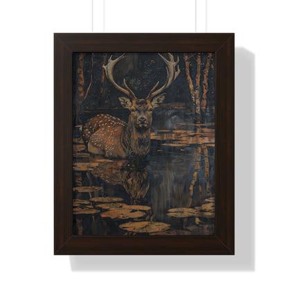 Framed Paper Print - Twilight Stag Reflection