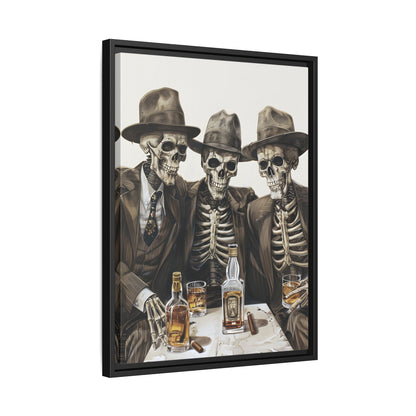 Framed Canvas - Skeleton Whiskey Gentlemen