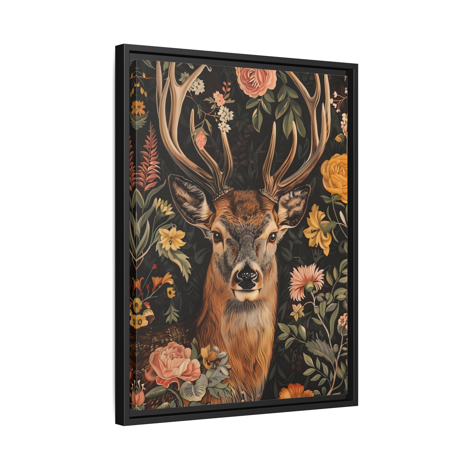 Framed Canvas - Floral Deer Majesty