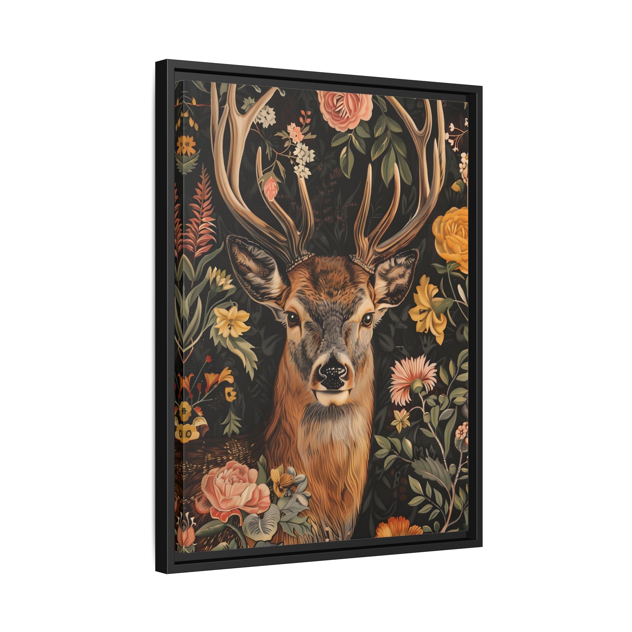 Framed Canvas - Floral Deer Majesty