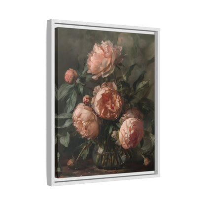 Framed Canvas - Vintage Blush Peony Bouquet