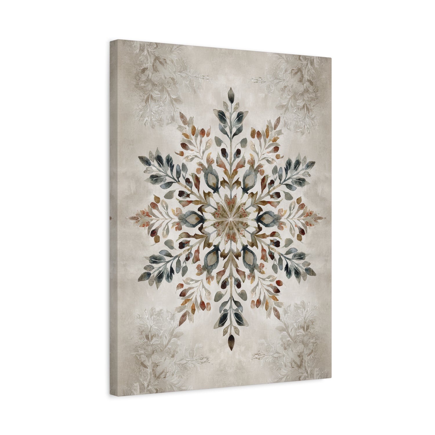 1.25" Matte Canvas - Nordic Botanical Snowflake