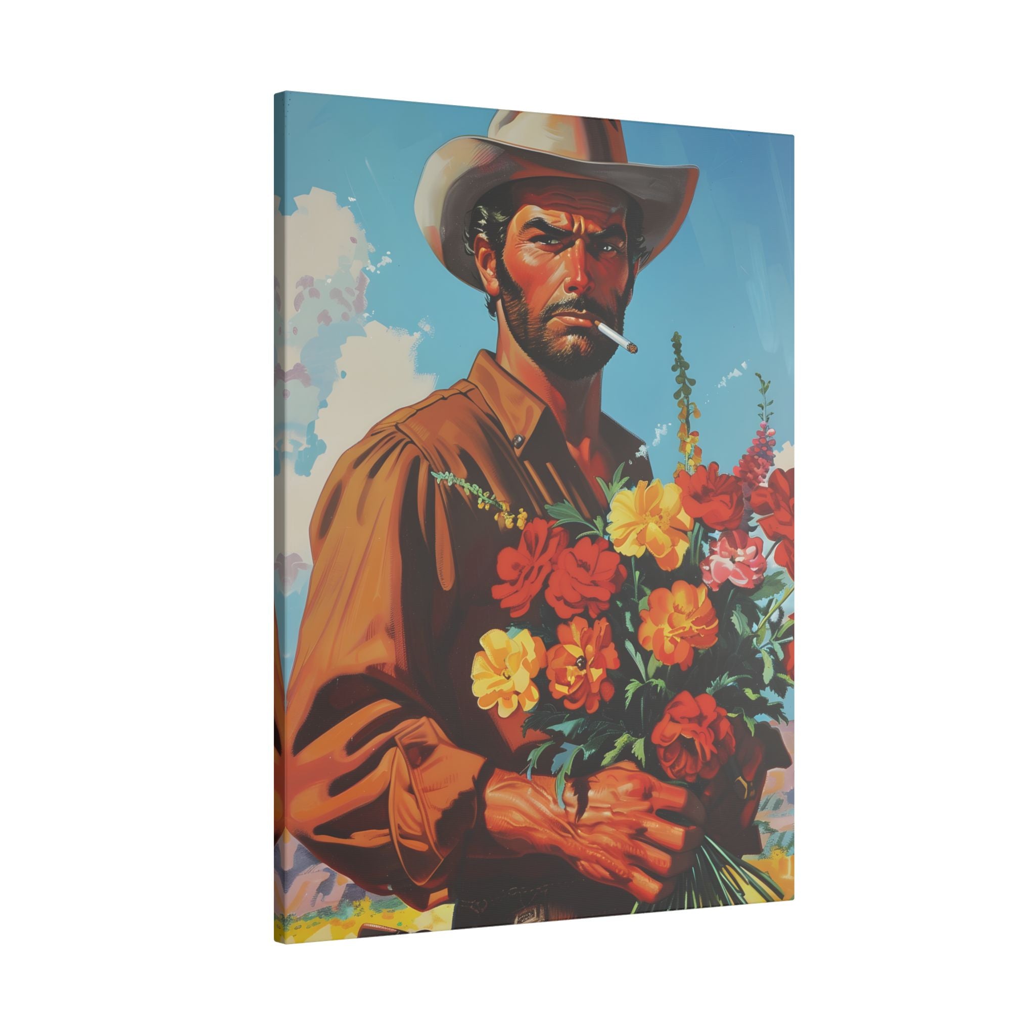 .75" Matte Canvas - Rugged Blooms Cowboy