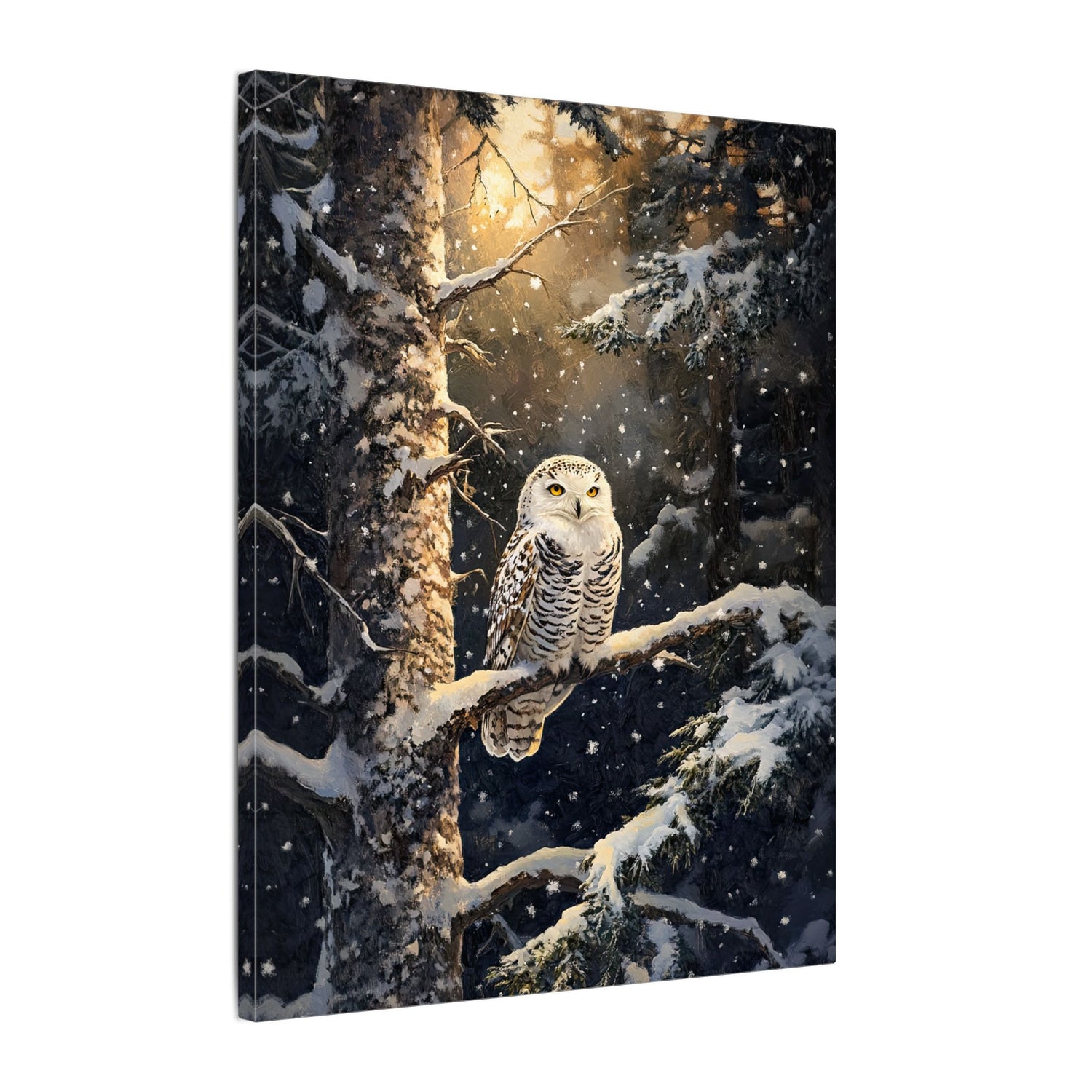 .75" Matte Canvas - Silent Gaze Snow Owl