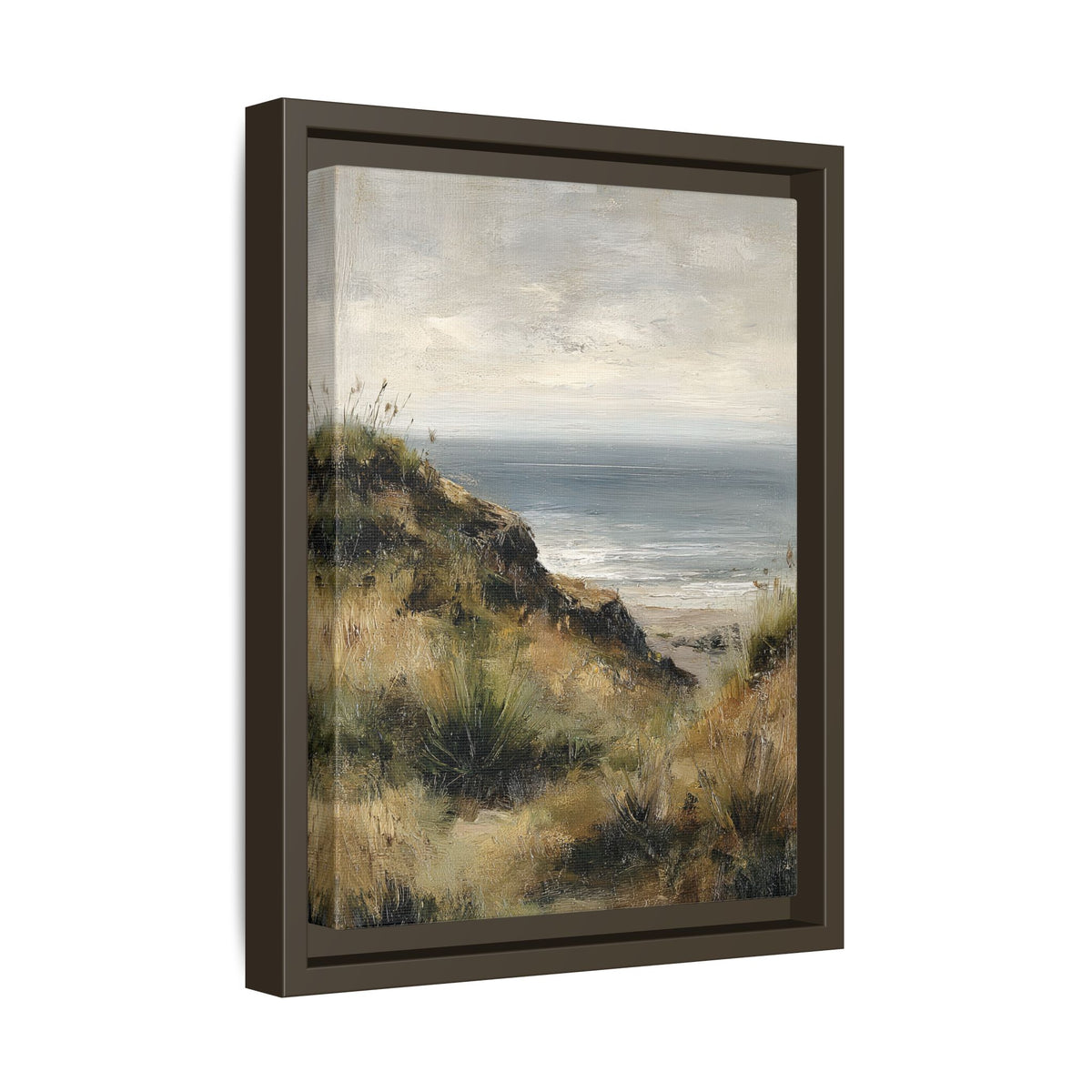 Framed Canvas - Misty Coastal Seascape