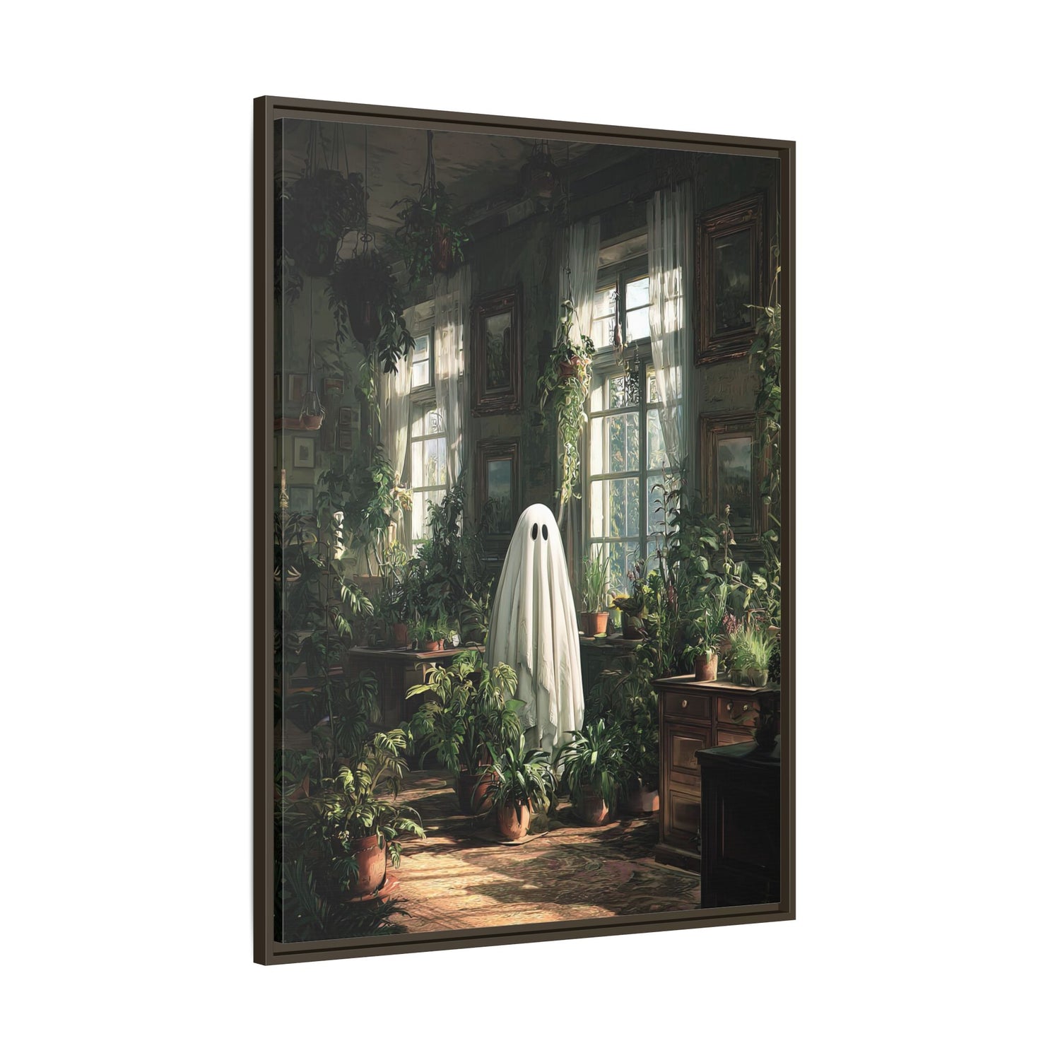 Framed Canvas - Ghost Among Houseplants