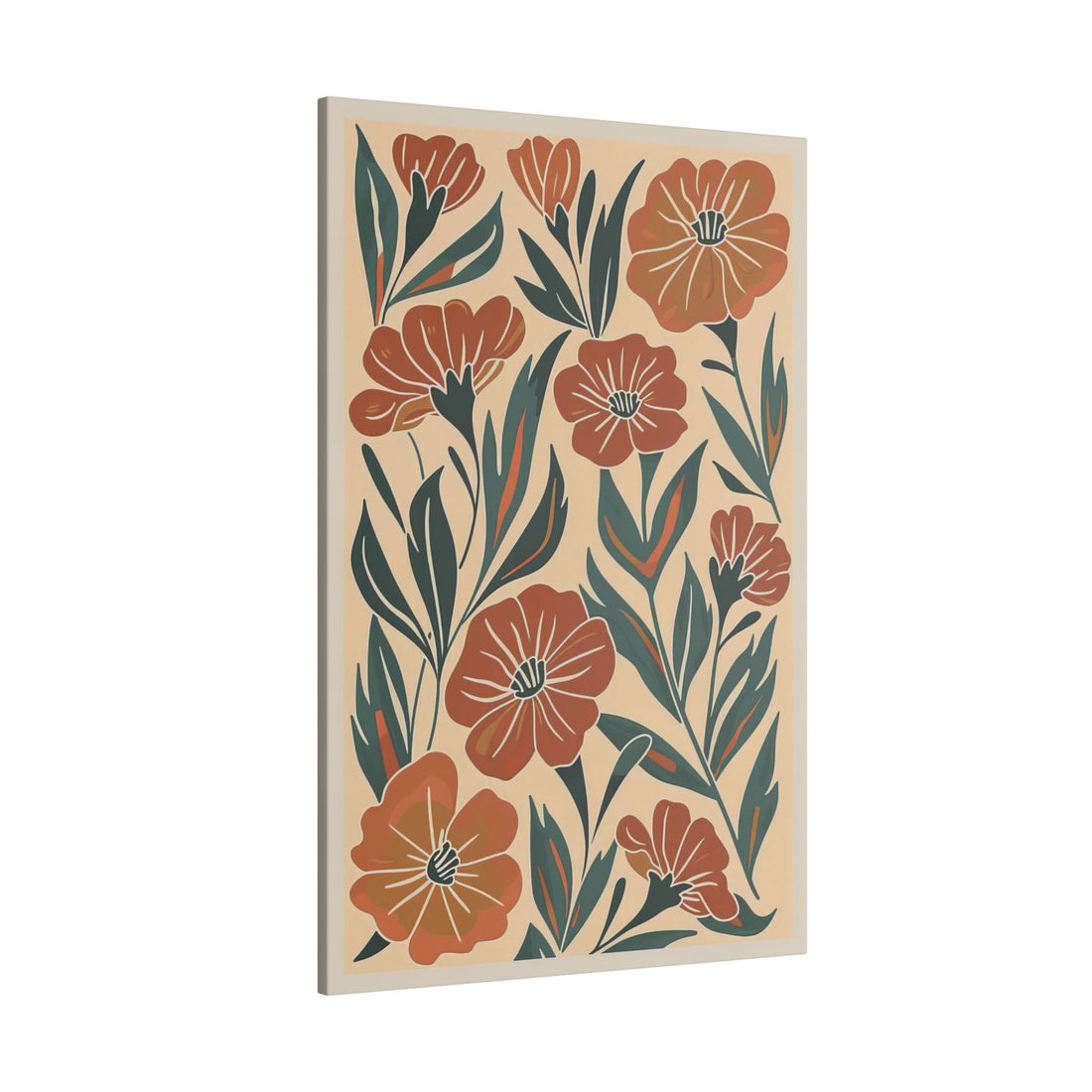.75&quot; Matte Canvas - Burnt Orange Boho Blossoms