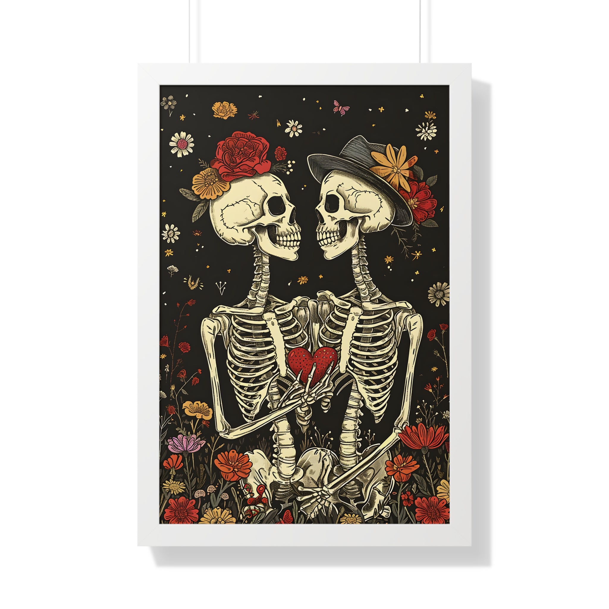 Framed Paper Print - Eternal Love Skeletons