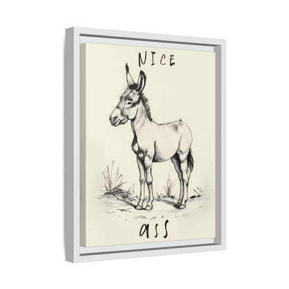 Framed Canvas - Donkey Line Art Humor
