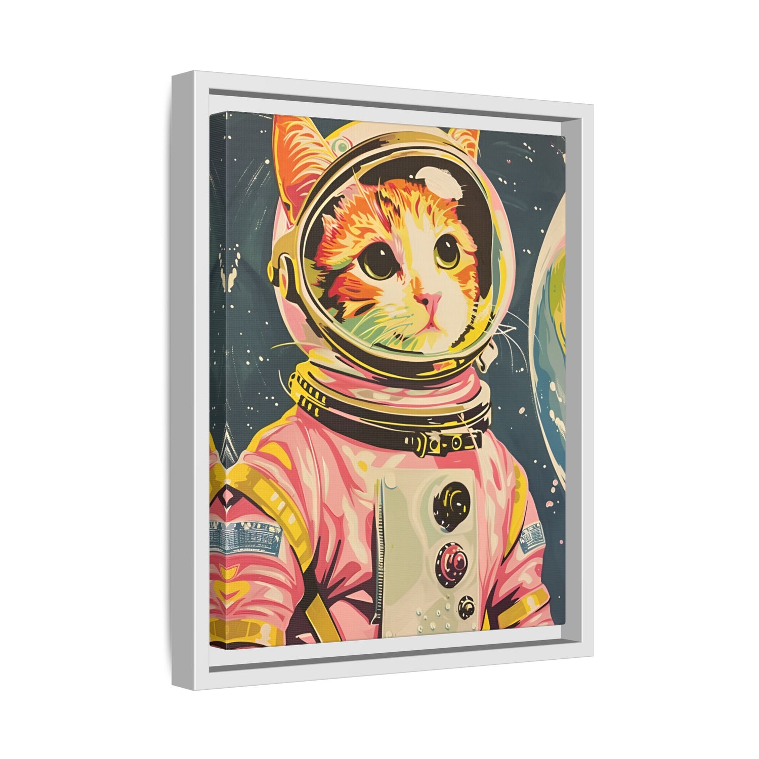 Framed Canvas - Catstronaut Pink Mission