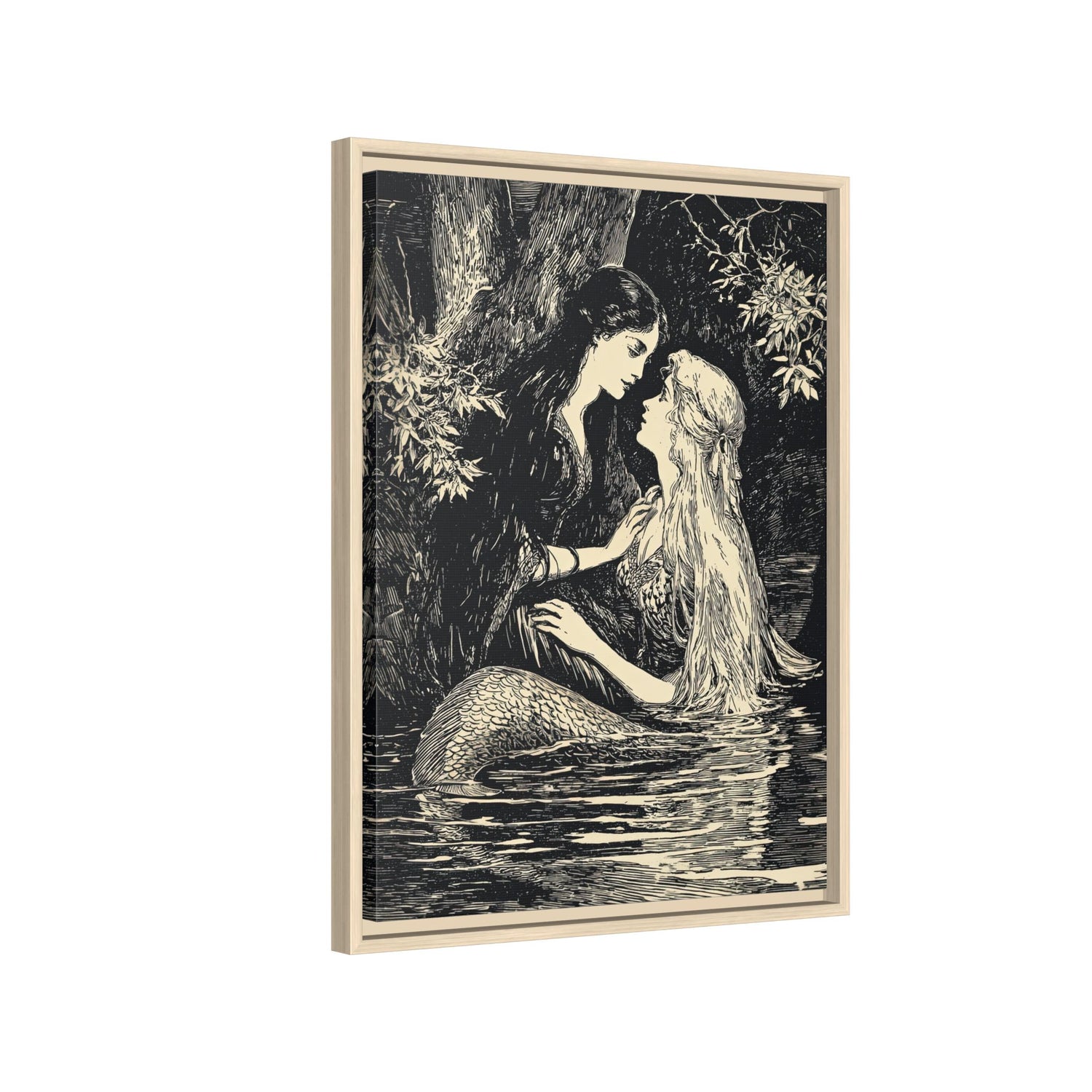 Framed Canvas - Mermaid Fairy Midnight Kiss