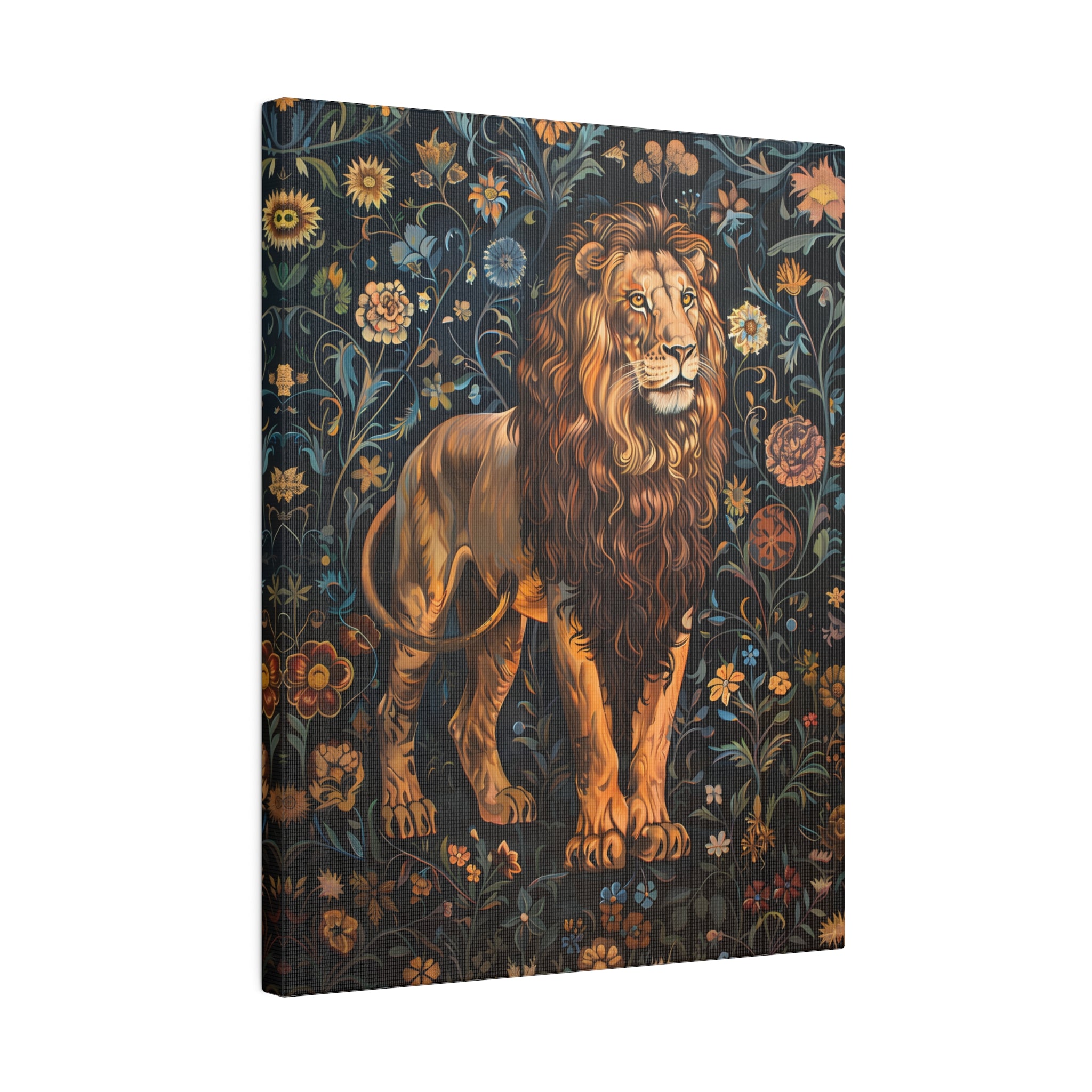 .75&quot; Matte Canvas - Majestic Floral Lion