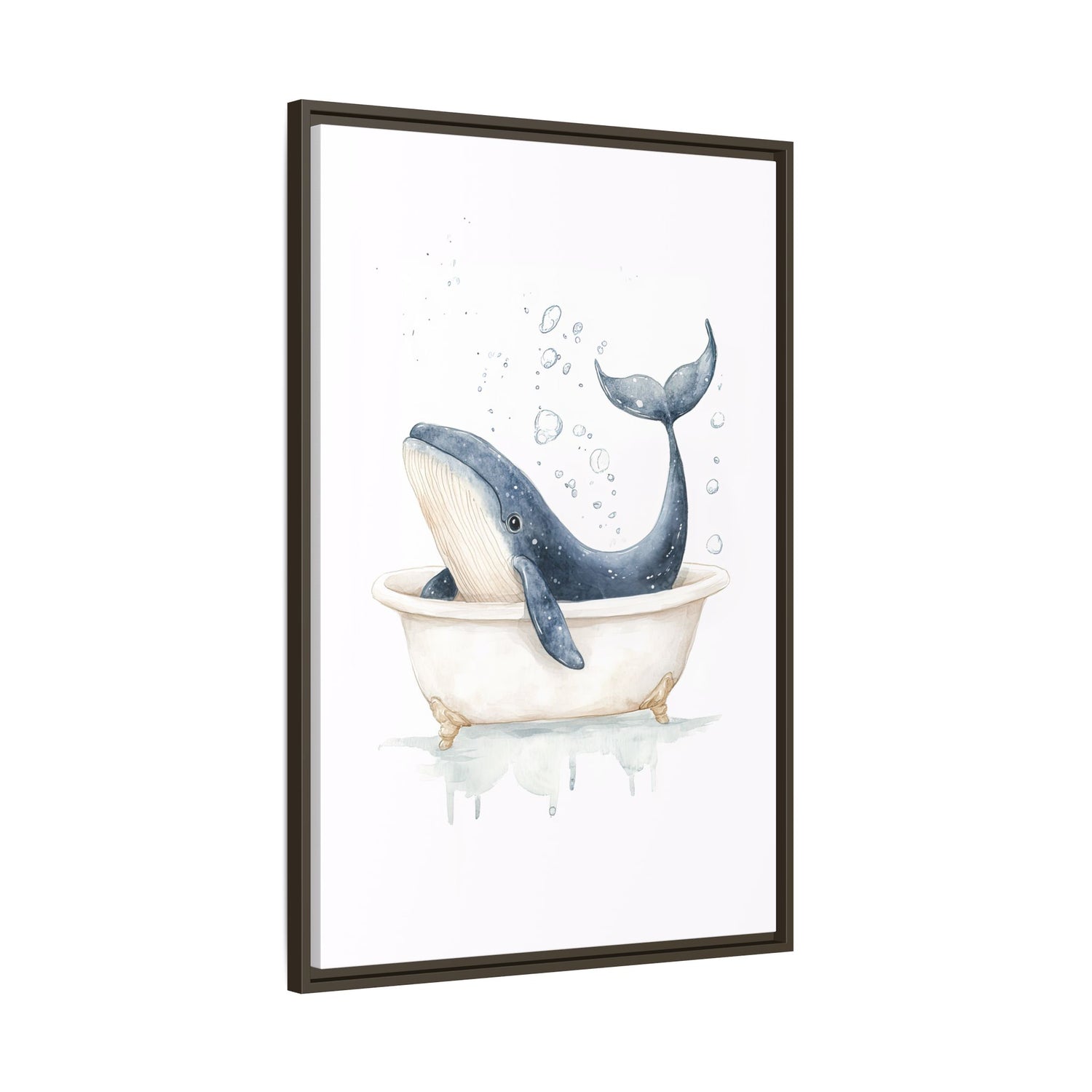 Framed Canvas - Whale Tub Bubble Splash