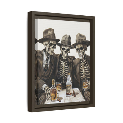 Framed Canvas - Skeleton Whiskey Gentlemen