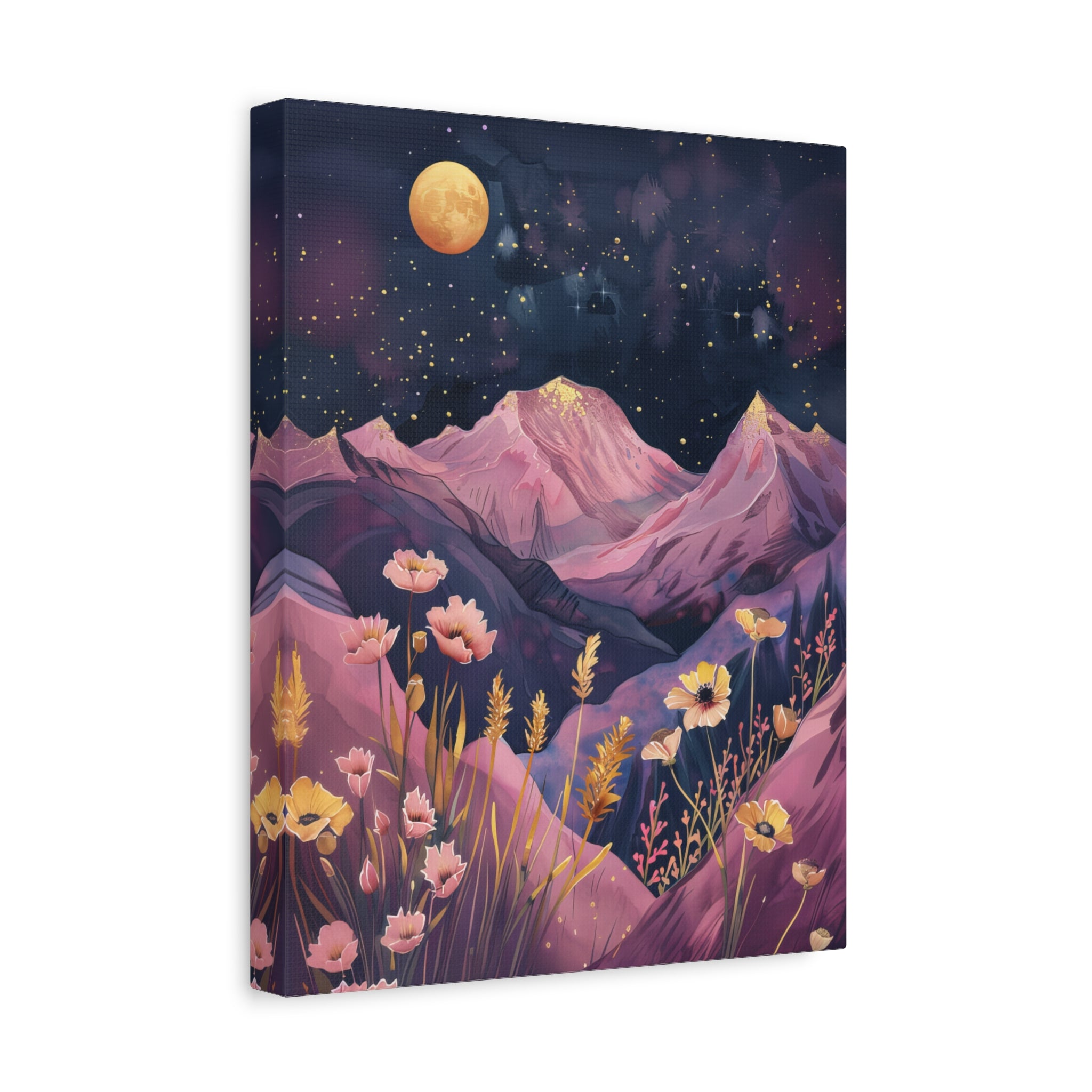 1.25" Matte Canvas - Golden Moon Over Lavender Peaks