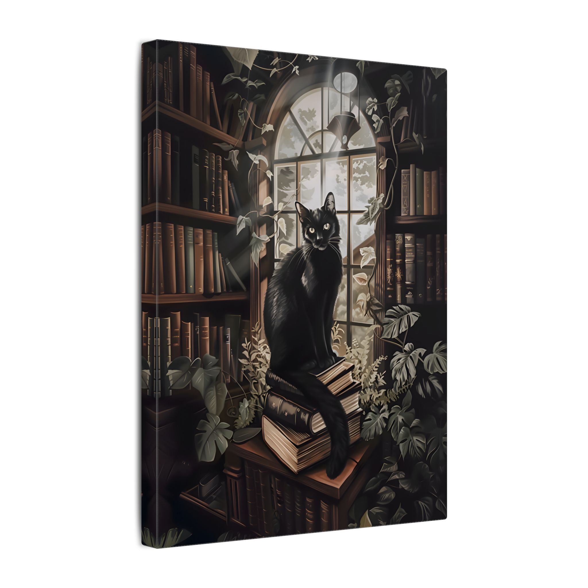 .75" Matte Canvas - Book Hoarder Feline Gaze