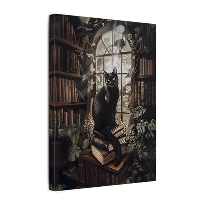 .75" Matte Canvas - Book Hoarder Feline Gaze