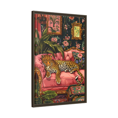 Framed Canvas - Leopard Lounge in Bloom