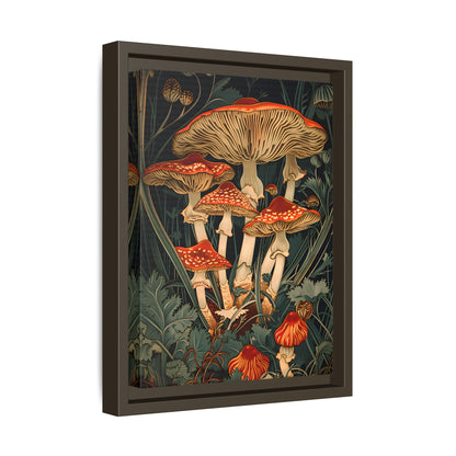 Framed Canvas - Woodland Mushrooms Revival