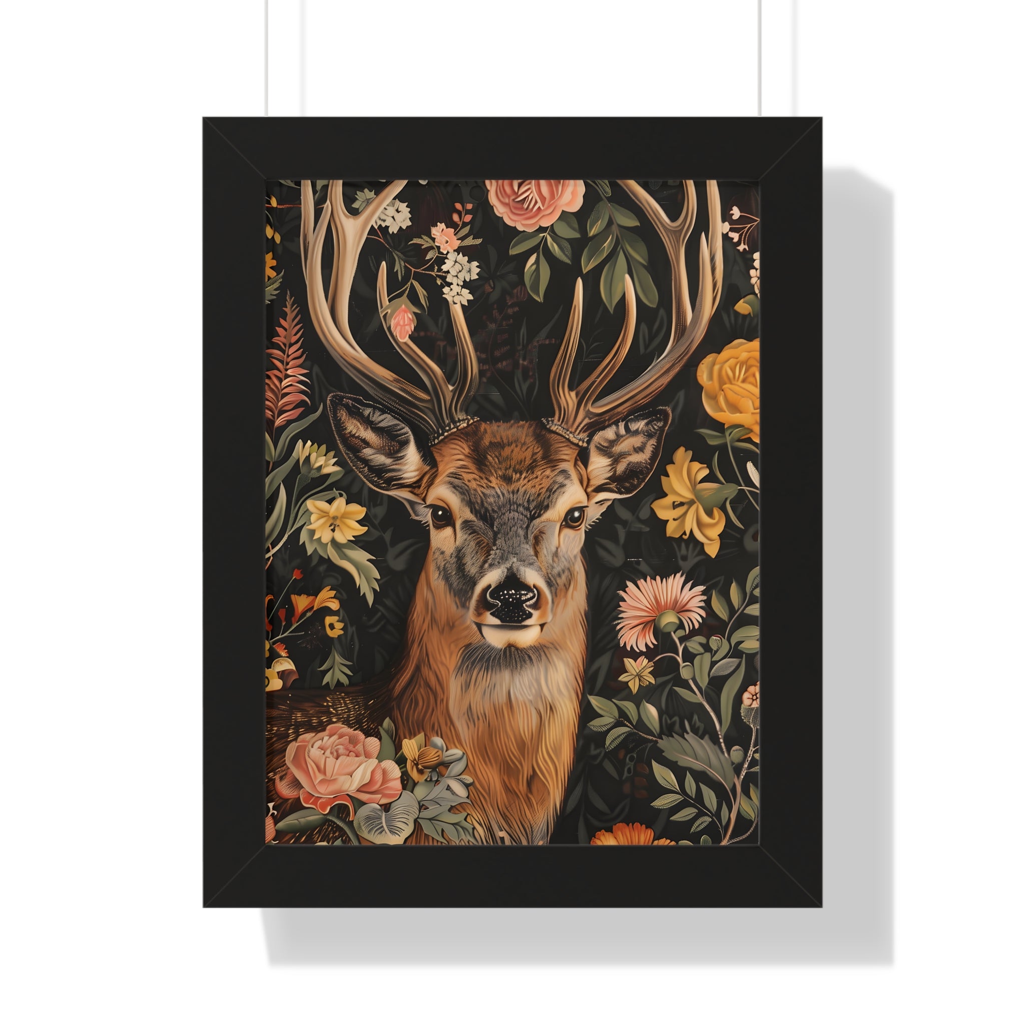 Framed Paper Print - Floral Deer Majesty