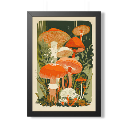 Framed Paper Print - Groovy Woodland Mushrooms