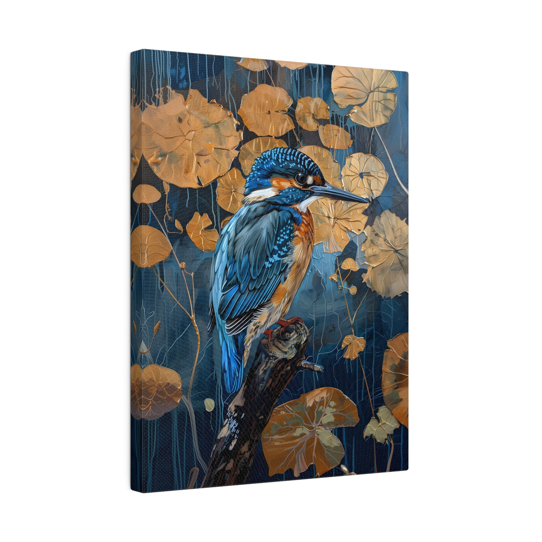 .75&quot; Matte Canvas - Golden Leaves Kingfisher