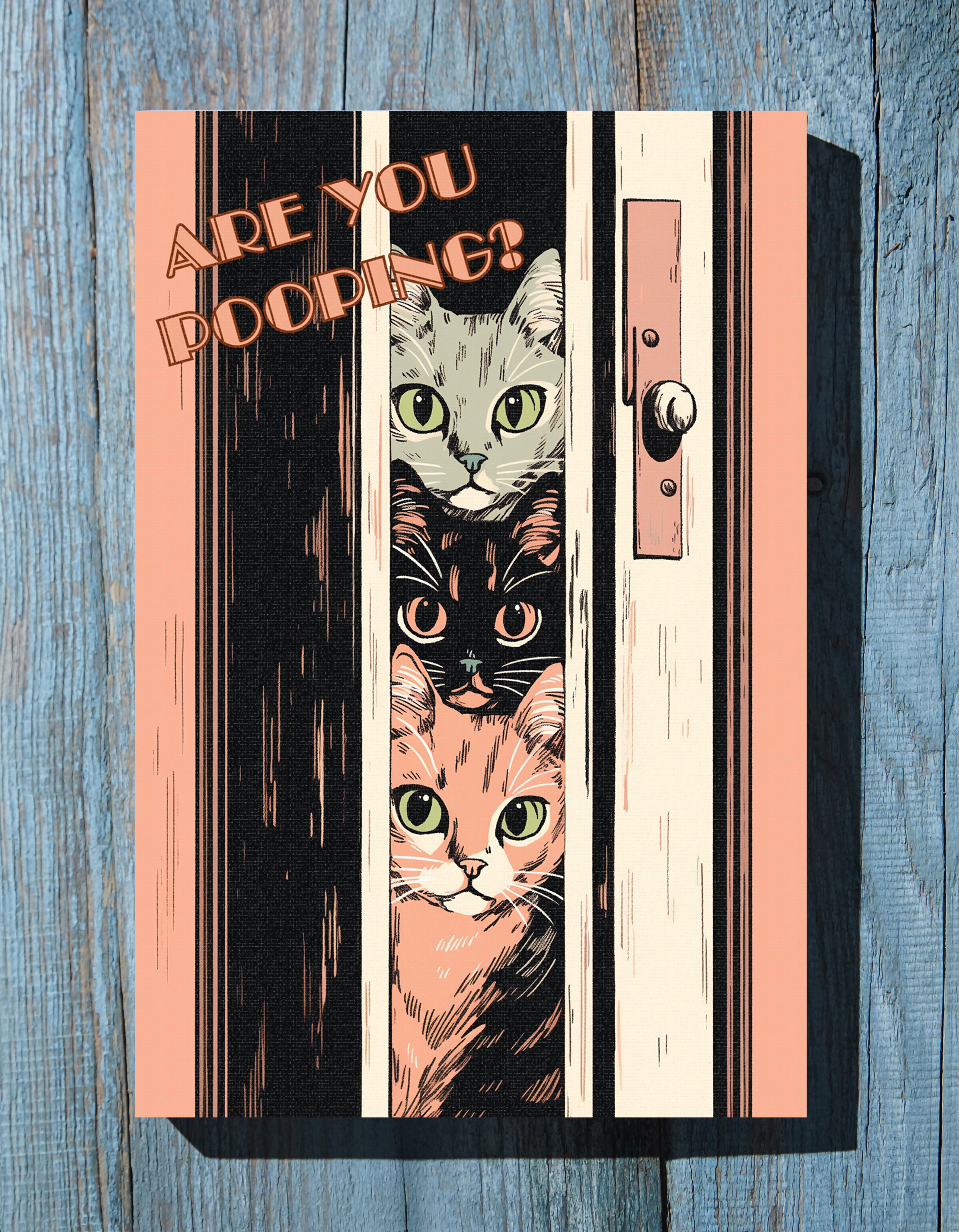 .75&quot; Matte Canvas - Feline Bathroom Inquisition