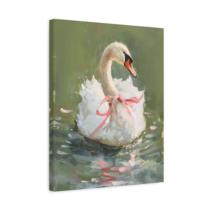 1.25" Matte Canvas - Ballet Swan in Pink Bow