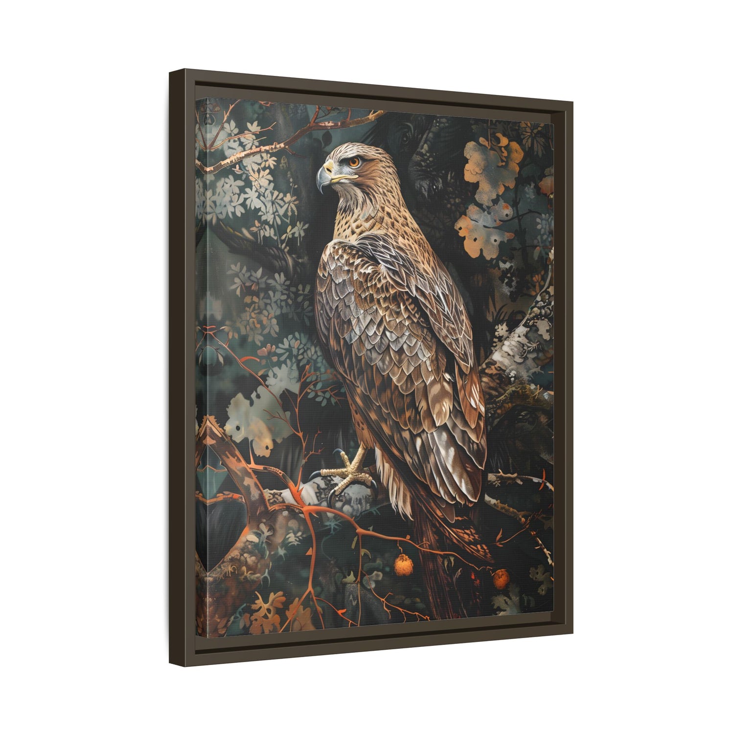 Framed Canvas - Majestic Hawk in Autumn