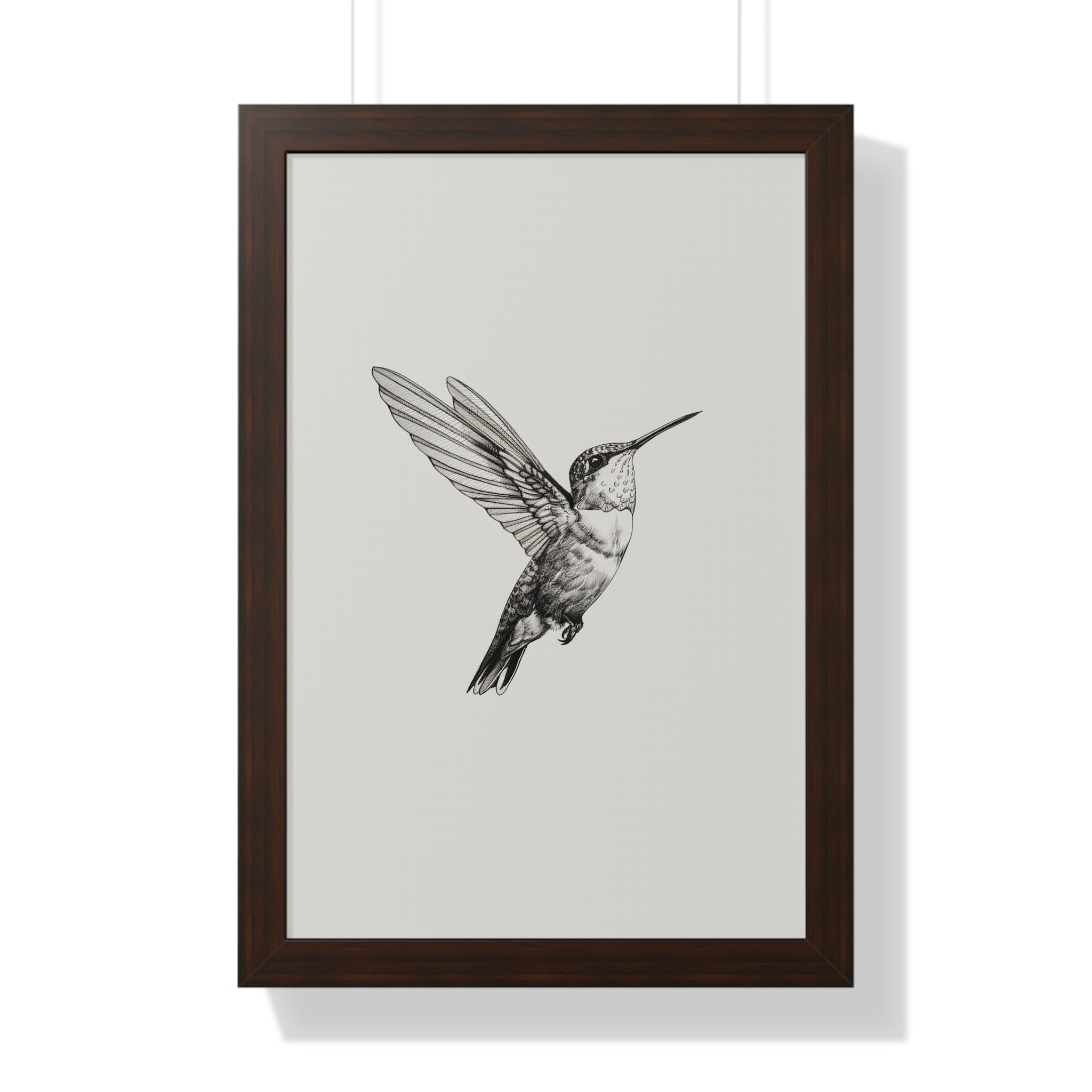 Framed Paper Print - Flying Hummingbird Line Study
