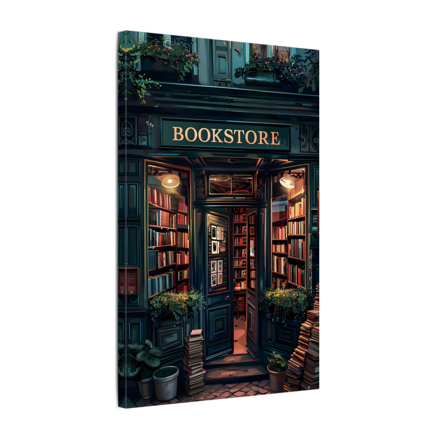 .75" Matte Canvas - Midnight Bookstore Glow