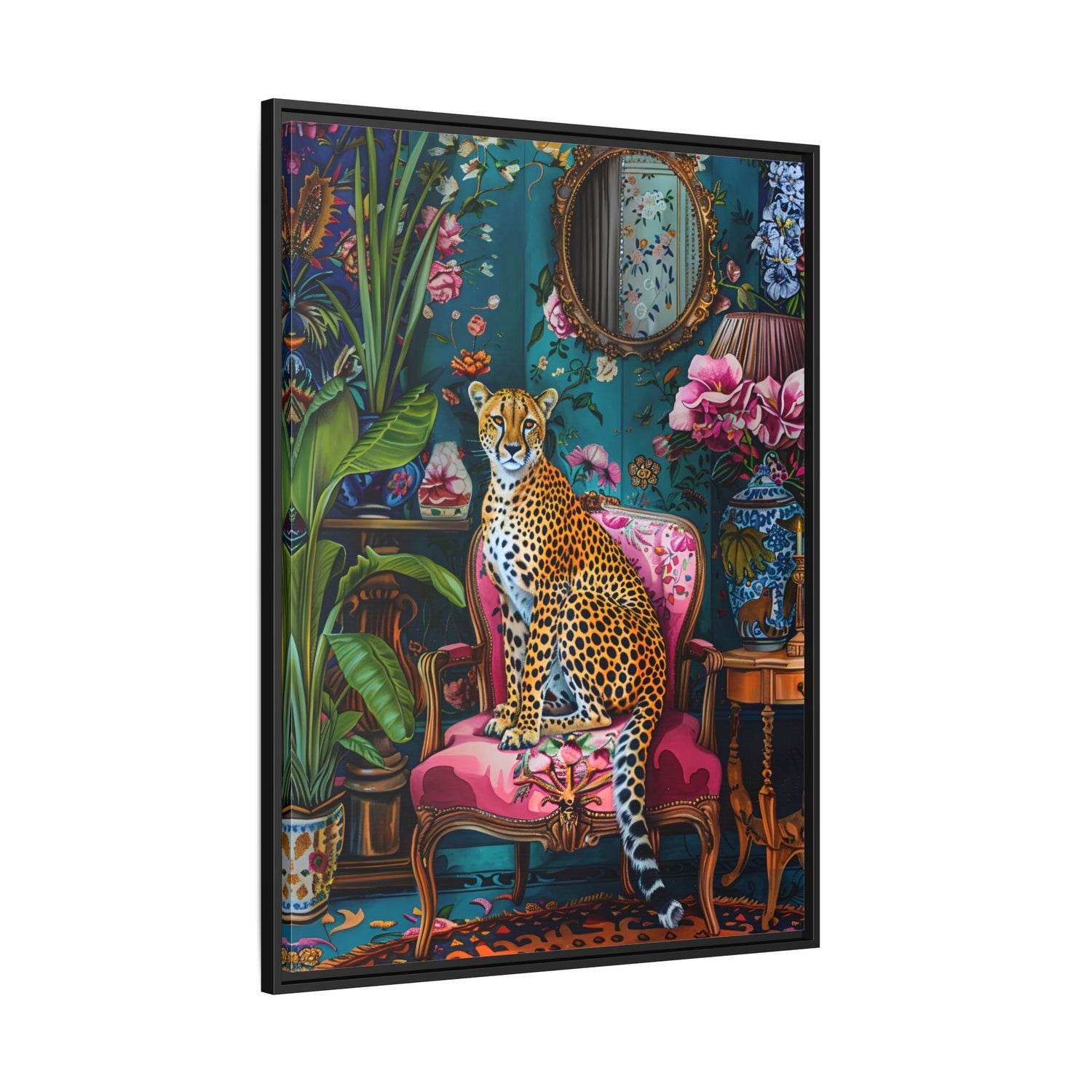 Framed Canvas - Regal Cheetah Reverie