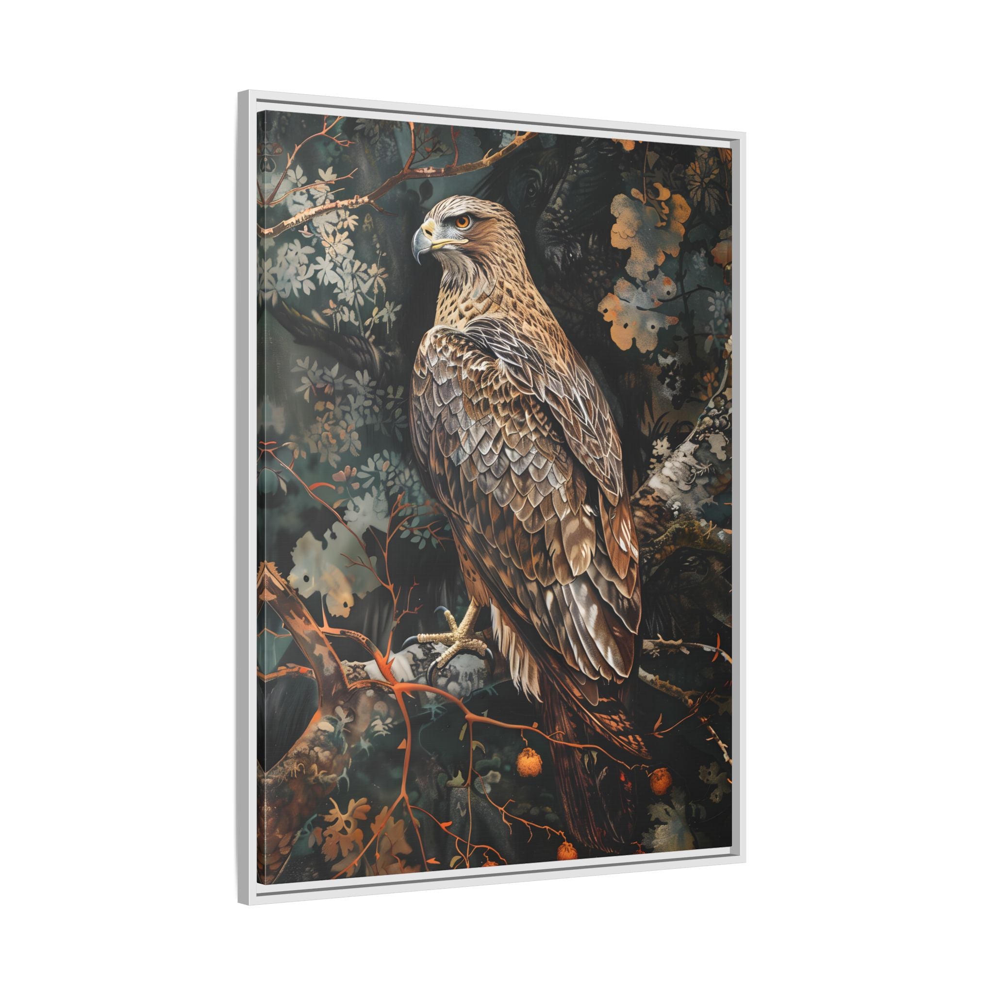 Framed Canvas - Majestic Hawk in Autumn
