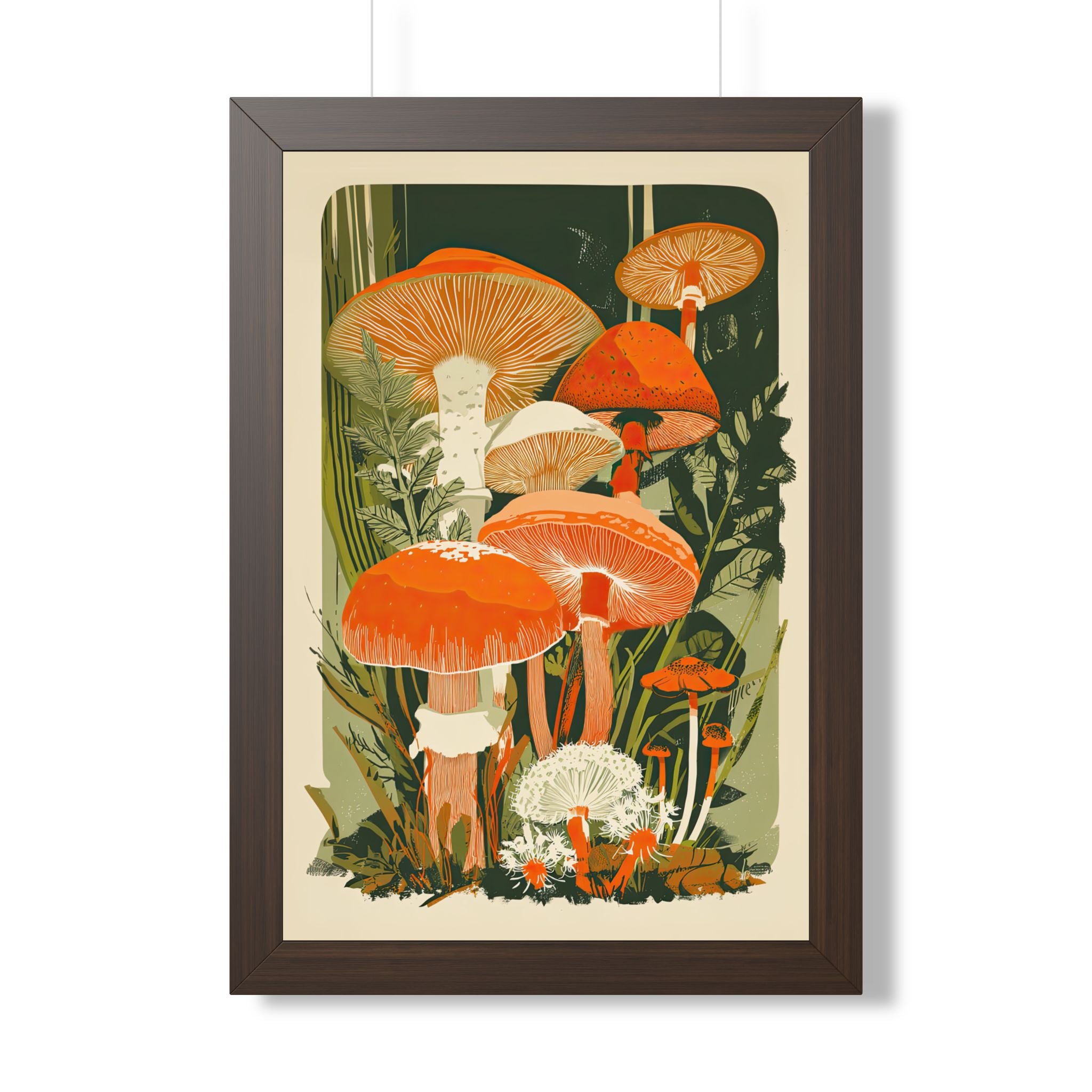 Framed Paper Print - Groovy Woodland Mushrooms