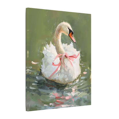 .75" Matte Canvas - Ballet Swan in Pink Bow