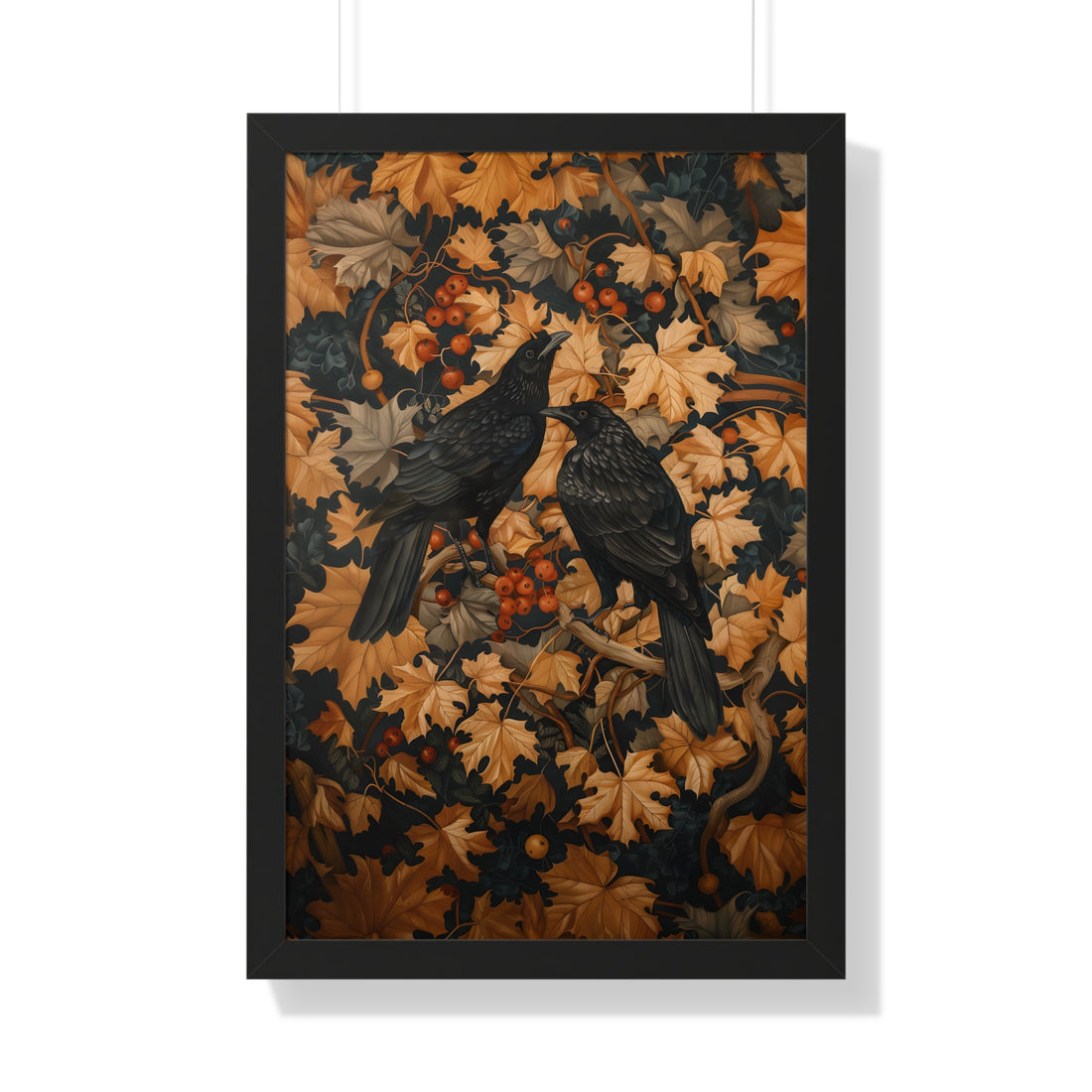 Framed Paper Print - Autumn Rooks in Golden Leaves