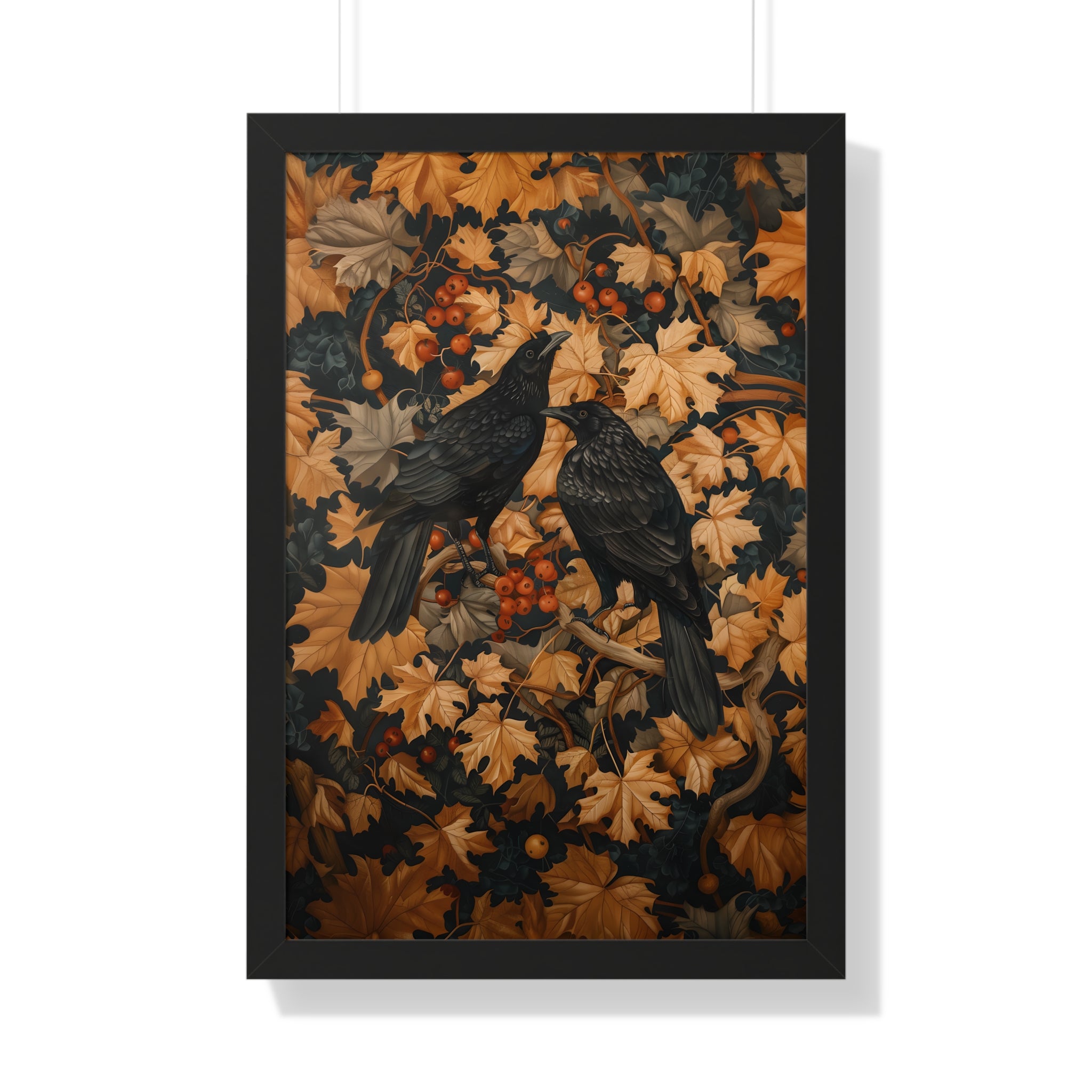 Framed Paper Print - Autumn Rooks in Golden Leaves